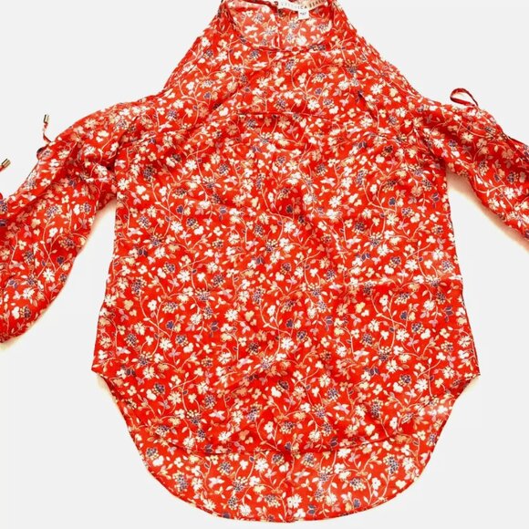 NWOT Veronica Beard Flynn Floral Silk Cold Shoulder Halter Neck Blouse XS $344 - Picture 3 of 13